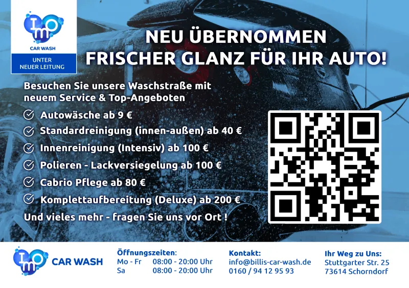 Billis Car Wash Flyer